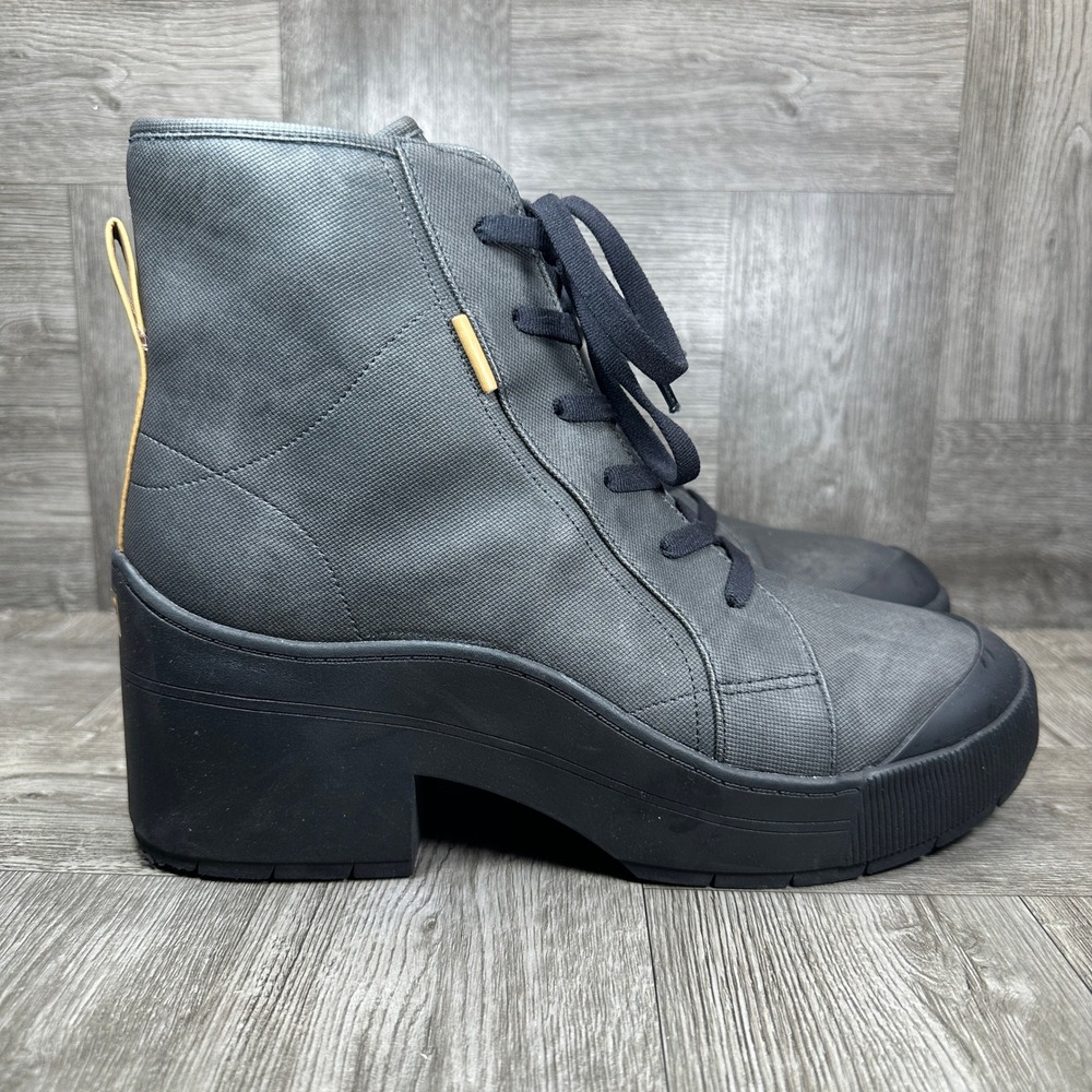 Dr. Scholls Time Off Up Womens 8.5 Black Platform Chunky Lace Up‎ Side Zip NEW